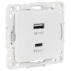 Стокгольм белый розетка USB type-A+type-C скрытая 2-ая 