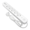 Удлинитель 5-мест 5м ПВС 3*1,5 белый выкл EKF  2USB 2,4А+2USBtype-С